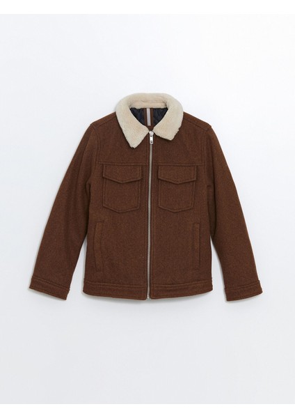 Yeni Sezon Pelüş Yaka Erkek Çocuk Kaşe Mont