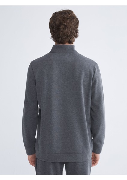 Yeni Sezon Fermuarlı Dik Yaka Uzun Kollu Erkek Sweatshirt fırsatları