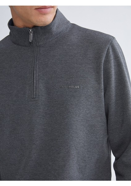 Yeni Sezon Fermuarlı Dik Yaka Uzun Kollu Erkek Sweatshirt modelleri