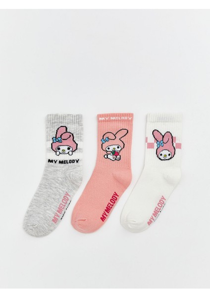 Yeni Sezon My Melody Desenli Kız Çocuk Soket Çorap 3'lü