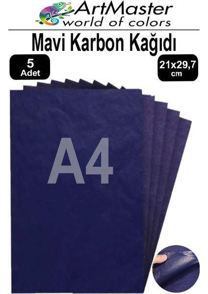 Karbon Kağıdı A4 Mavi 5 Adet 21X29,7 cm Transfer Kağıdı Kopya Kağıdı Renkli Karbon Kağıdı Ahşap Seramik Metal Cam