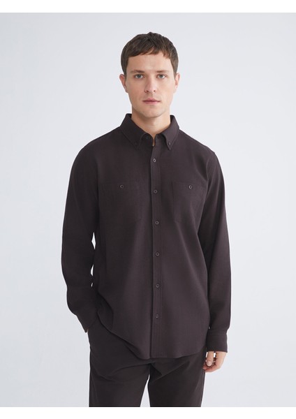 Yeni Sezon Regular Fit Uzun Kollu Gabardin Erkek Gömlek