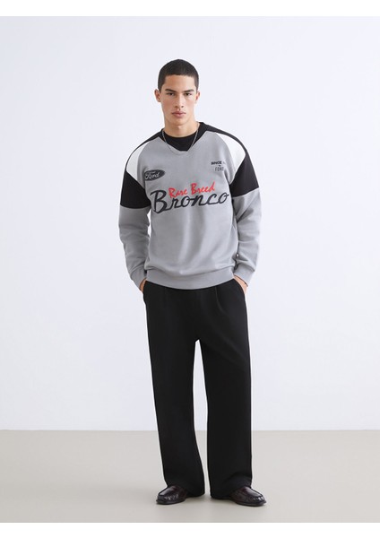 Yeni Sezon V Yaka Ford Baskılı Erkek Sweatshirt fiyatları