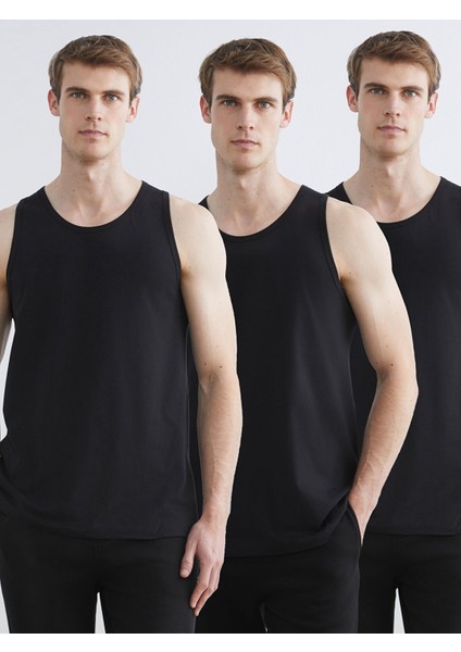 Yeni Sezon Büyük Beden U Yaka Penye Erkek Atlet 3'lü