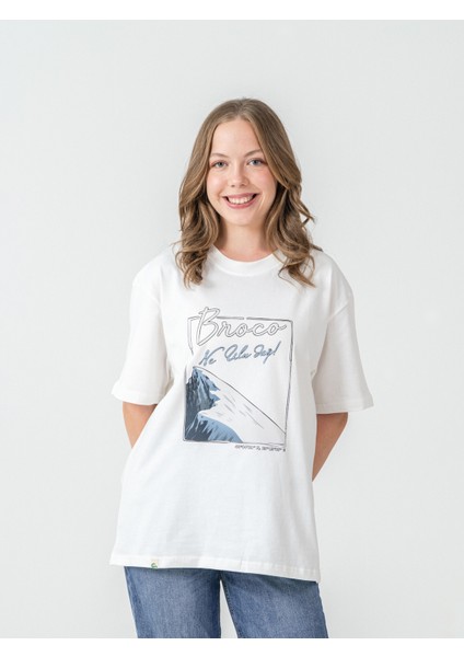 Unisex Erkek/kadın Oversize Bisiklet Yaka %100 Pamuk Uludağ Baskılı T-Shirt fiyatları