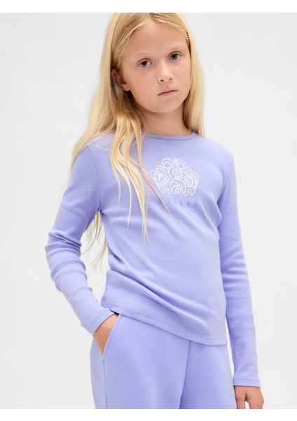 Kız Çocuk Mor Wicked Grafik T-Shirt