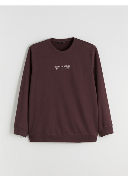 Yeni Sezon Bisiklet Yaka Baskılı Erkek Sweatshirt modelleri