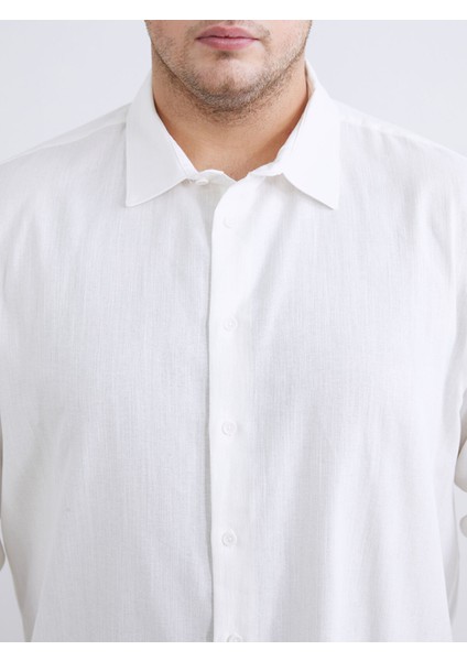 Yeni Sezon Büyük Beden Regular Fit Uzun Kollu Armürlü Erkek Gömlek modelleri