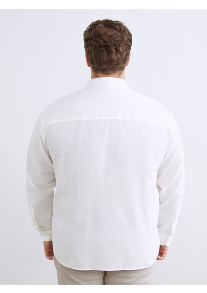 Yeni Sezon Büyük Beden Regular Fit Uzun Kollu Armürlü Erkek Gömlek fırsatları