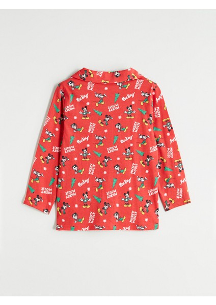 Yeni Sezon Polo Yaka Mickey Mouse Baskılı Erkek Çocuk Pijama Takım modelleri