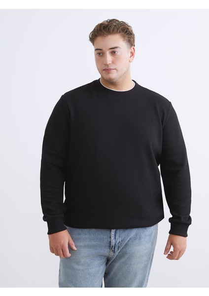 Yeni Sezon Büyük Beden Bisiklet Yaka Erkek Sweatshirt