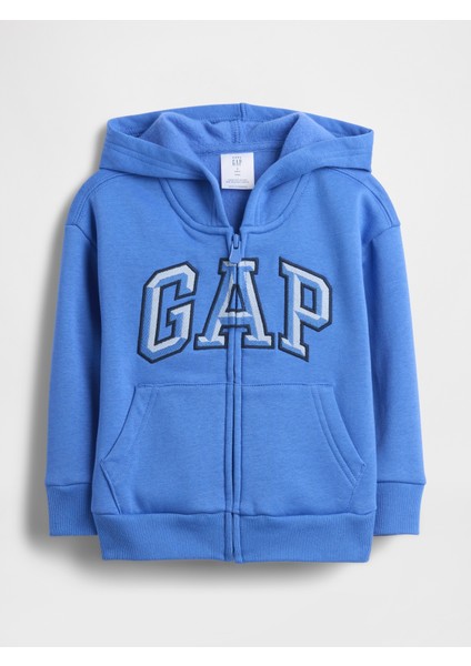 Erkek Bebek Mavi Gap Easy Logo Baskılı Fermuarlı Sweatshirt