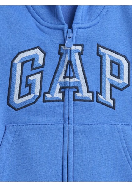 Erkek Bebek Mavi Gap Easy Logo Baskılı Fermuarlı Sweatshirt fiyatları