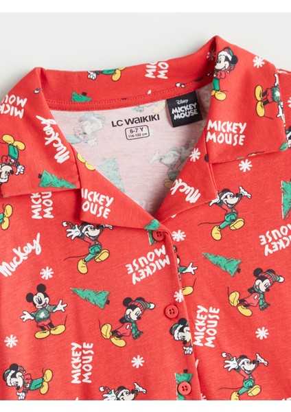 Yeni Sezon Polo Yaka Mickey Mouse Baskılı Erkek Çocuk Pijama Takım fırsatları