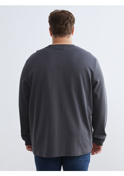 Yeni Sezon Büyük Beden Bisiklet Yaka Baskılı Erkek Sweatshirt fırsatları