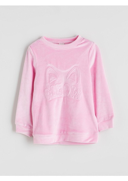 Yeni Sezon Bisiklet Yaka Fiyonk Desenli Kız Çocuk Pijama Üst