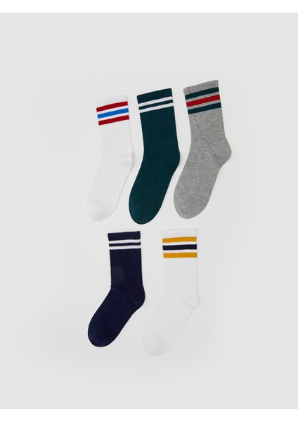 Yeni Sezon Çizgili Erkek Çocuk Soket Çorap 5'li