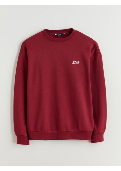 Yeni Sezon Bisiklet Yaka Nakışlı Erkek Sweatshirt indirimleri