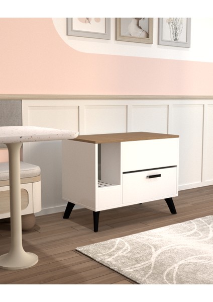 Beyaz Kedi Tuvalet Dolabı | Gizli Girişli %100 Mdf fırsatları