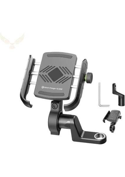 Motosiklet Gidon ve Ayna Bağlantılı Motor ve Bisiklet Uyumlu Telefon Tutucu 12-24W Hızlı Şarj modelleri