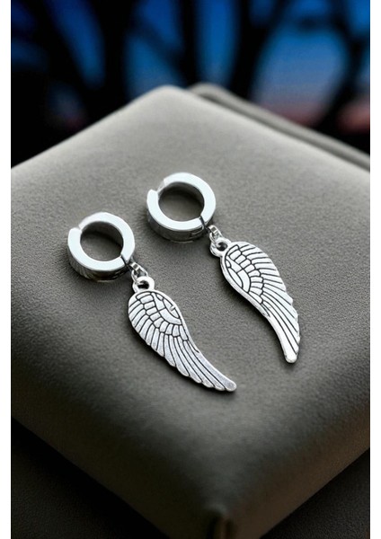 Sıkıştırmalı Mıknatıslı Kanat Model Sallantılı Erkek 316L Çelik Küpe 1 Adet fırsatları