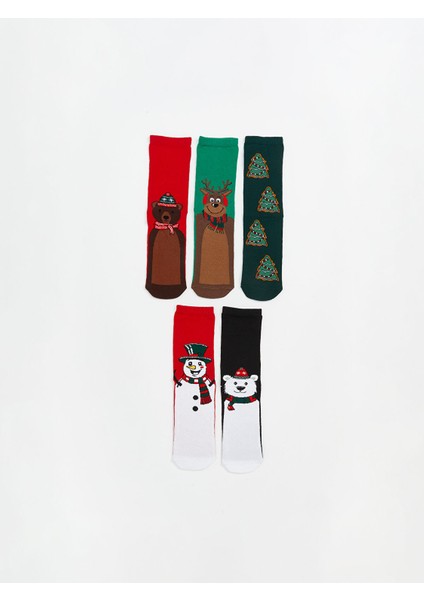 Yeni Sezon Yılbaşı Temalı Erkek Çocuk Soket Çorap 5'li
