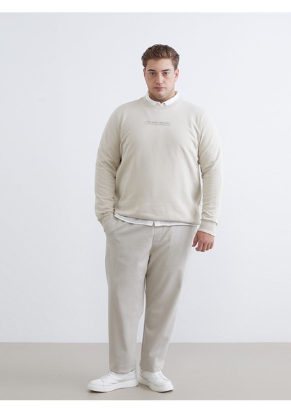 Yeni Sezon Büyük Beden Bisiklet Yaka Baskılı Kalın Erkek Sweatshirt fiyatları