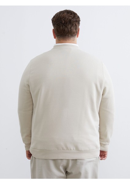 Yeni Sezon Büyük Beden Bisiklet Yaka Baskılı Kalın Erkek Sweatshirt fırsatları