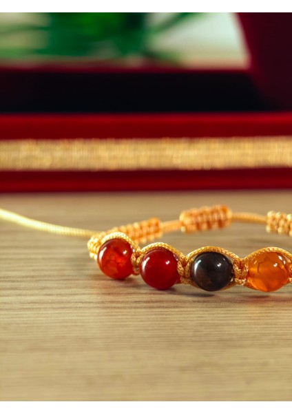 Makrome Bileklik El Yapımı Doğaltaş Makrome Örme Bileklik Akik Taşı, Lapis Taşı, Hematit Taşı