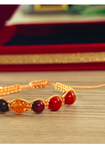 Makrome Bileklik El Yapımı Doğaltaş Makrome Örme Bileklik Akik Taşı, Lapis Taşı, Hematit Taşı