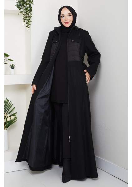 Kışlık Kaşe Kadın Siyah Pardesü Genç Spor Büyük Beden 58004 fiyatları