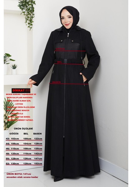 Kışlık Kaşe Kadın Siyah Pardesü Genç Spor Büyük Beden 58004 fırsatları