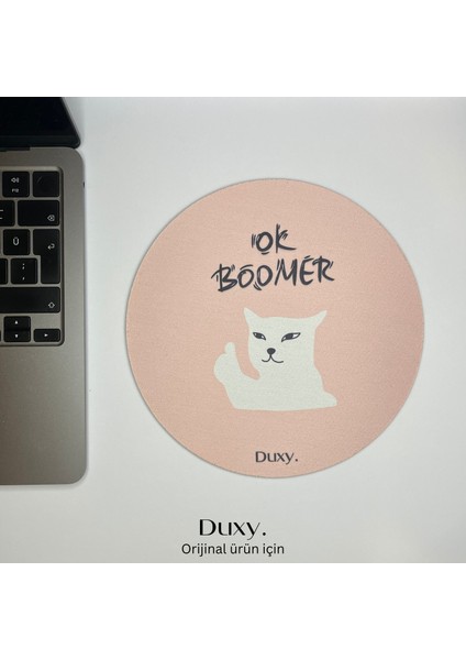 Espirili Kedi Desenli Pembe Mouse Pad, 19 Cm, Kaymaz Taban, Ev Ofis Oyun Için Rahat ve Yumuşak Mousepad