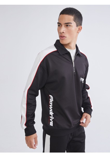 Yeni Sezon Polo Yaka Baskılı Erkek Sweatshirt