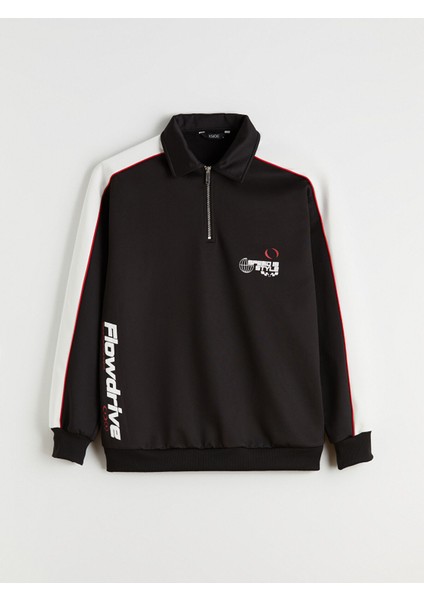 Yeni Sezon Polo Yaka Baskılı Erkek Sweatshirt indirimleri