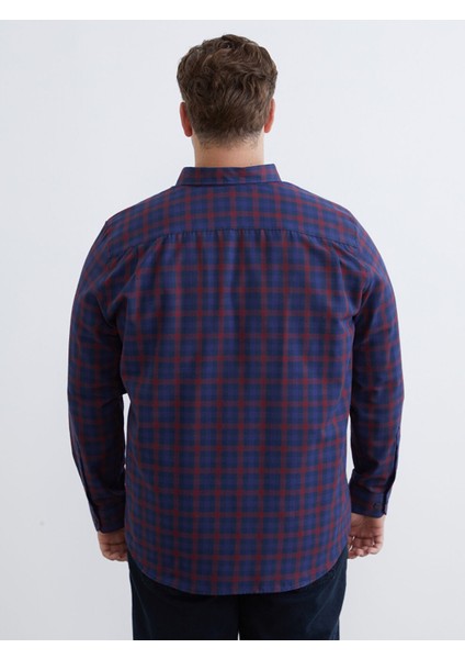 Yeni Sezon Büyük Beden Regular Fit Uzun Kollu Ekose Erkek Gömlek fırsatları