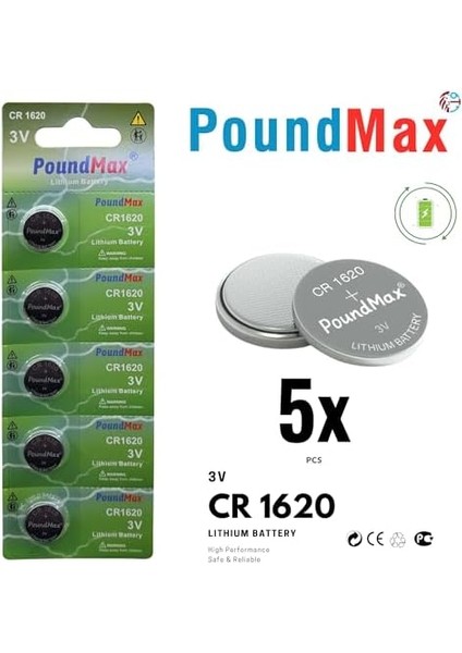 Lityum Düğmeli Piller 1620 CR1620 DL1620, 3 V, 5'li Paket modelleri