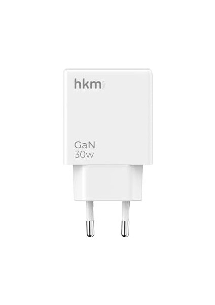 Hkm Tech Extra Slım Gan 30W Usb-A ve Type-C Çift Portlu Hızlı Şarj Aleti, Ultra Ince Güç Adaptörü, Beyaz fiyatları