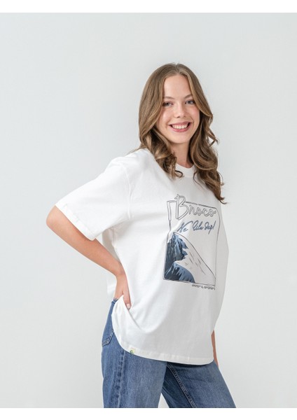 Unisex Erkek/Kadın Oversize Bisiklet Yaka %100 Pamuk Uludağ Baskılı T-Shirt modelleri