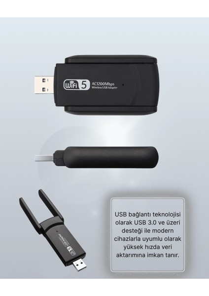 Tak-Çalıştır Özellikli Çift Bant Wifi Adaptör – 1200 Mbps indirimleri