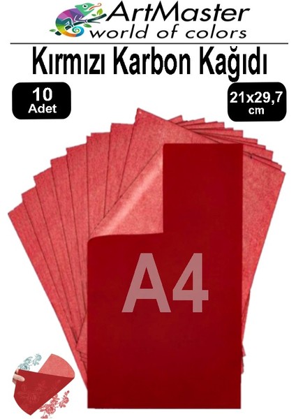 Karbon Kağıdı A4 Kırmızı 10 Adet 21X29,7 cm Transfer Kağıdı Kopya Kağıdı Renkli Karbon Kağıdı Ahşap Seramik Metal Cam