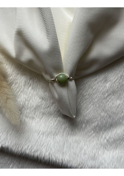 Krizopras Taşı Ayarlanabilir Gümüş Tel Yüzük El Yapımı