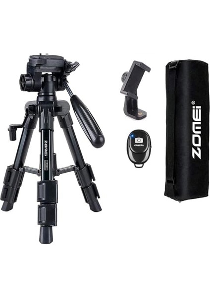 Zomei Q100 Tam Profesyonel Kaliteli Alüminyum Taşınabilir Masaüstü Telefon/tablet Projeksiyon Tripodu Telefon Tutucu ve Bluetooth Kumanda ile Birlikte fiyatları
