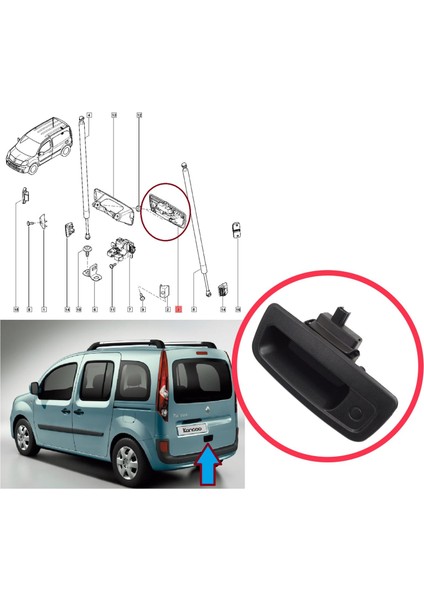 Renault Kangoo 2 Express Fw Be Bop Kw Mercedes Citan W415 Için Tek Kapı Arka Bagaj Açma Kolu Siyah fırsatları