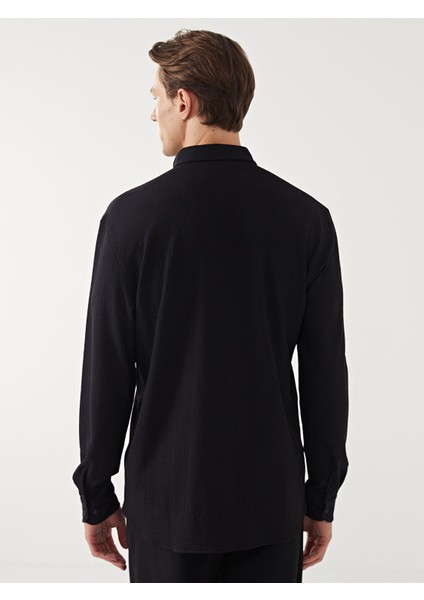 Yeni Sezon Regular Fit Uzun Kollu Erkek Dokulu Gömlek fırsatları