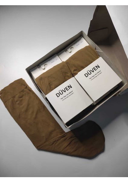 12 Çift Mat Dokulu 40 Den Orta Kalın Mus Bronz Dizaltı Pantolon Çorap