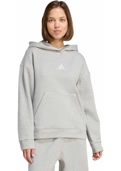 Kadın Günlük Kapşonlu Eşofman Üstü All Szn Holiday Glitter Fleece Loose Hoodie JV5757