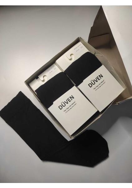 12 Çift Mat Dokulu 40 Den Orta Kalın Mus Siyah Dizaltı Pantolon Çorap