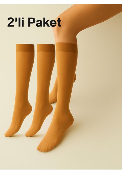 2'li Kadın Diz Altı Pantolon Çorap Orta Kalın Micro 40 Denye Ten Mat Mus Çorap modelleri