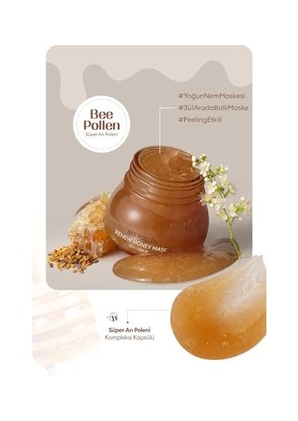 Mıssha Kuru ve Cansız Ciltlere Arı Poleni Içerikli Nemlendirici Peeling Maske Bee Pollen Honey Mask 130 Mililitre modelleri